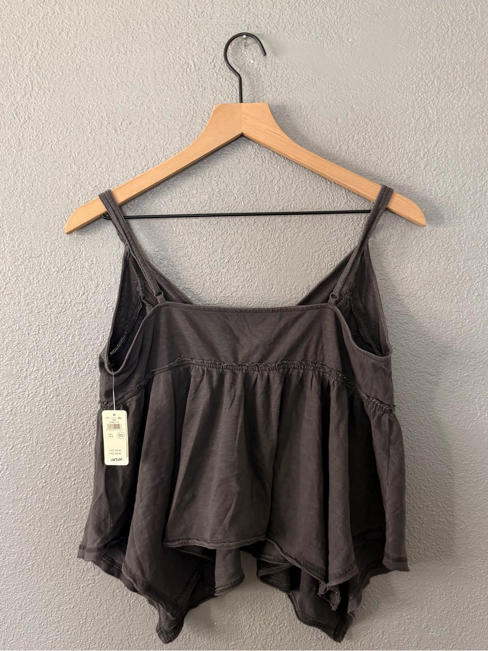 aerie Charcoal Gray Spaghetti Strap V-Neck Tank Top - Picture 4 of 7